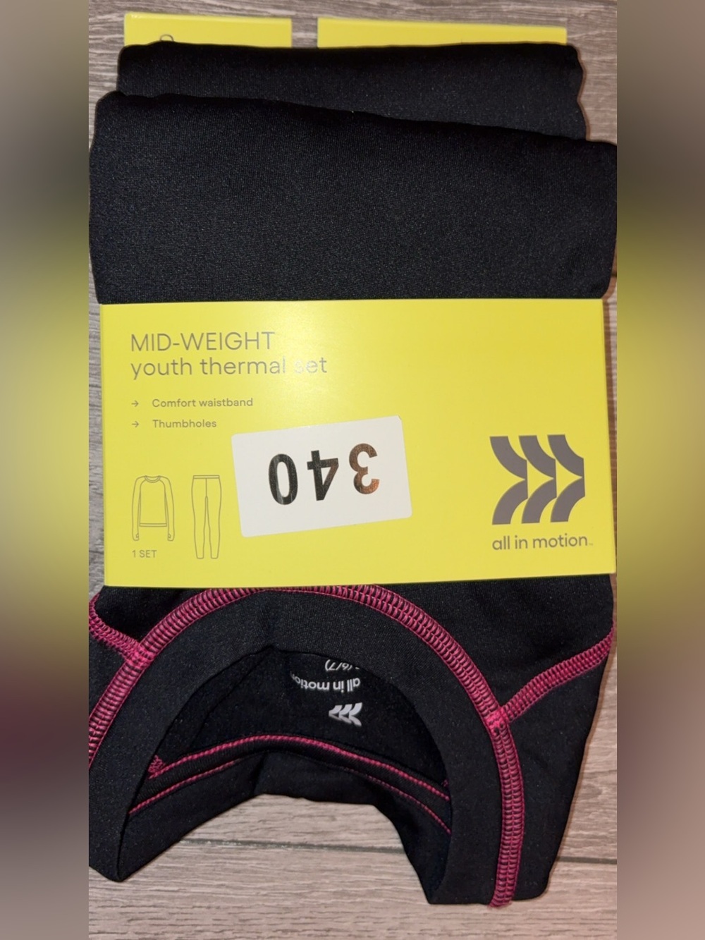 All In Motion Size Small Girls Youth Thermal 2 Pc Set Shirt Pants New In Package